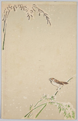 雪中竹に雀 / Sparrow Perching on a Snow-Covered Bamboo (Shoin Seal No. 67) image