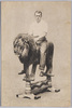(万国婦人子供博覧会)　獅子が人間をのせて曲芸をします/(The Women's and Children's International Exhibition) Lion Performs Acrobatic Stunts With a Human on Its Back image