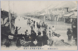 (大洪水惨況)本所業平橋附近ノ浸水 / (Tragic Situation of the Great Flood) Inundation near the Narihirabashi Bridge, Honjo image