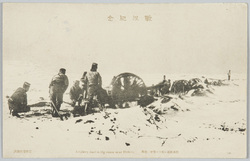 戦役紀念 西溝付近ニ於ケル雪中ノ砲戦 / Official Commemoration Card: Artillery Duel in the Snow Near Hsikou image