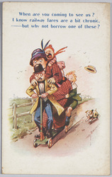 スケートボードに乗る家族(When are you coming to see us? I know railway fares are a bit chronic -but why not borrow one of these?) / Family Riding a Skateboard (When Are You Coming to See Us? I Know Railway Fares Are a Bit Chronic, but Why Not Borrow One of These?) image