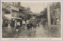  (明治四十三年八月都下の大洪水)浅草公園花屋敷附近の浸水 / (Great Flood of August 1910 in the Capital) Inundation near Hanayashiki Amusement Park in Asakusa Park image