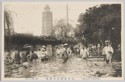  (東京市内大洪水)浅草公園浸水実况 (水深六尺) / (Great Flood in Tokyoshi) Actual Scene of the Inundation in Asakusa Park (Water Depth: 6 Shaku image