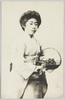 花籠を持つ和装女性/Woman in Kimono Holding a Flower Basket image