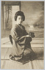 茶碗を持つ和装女性/Woman in Kimono Holding a Tea Bowl image