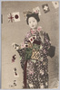 国旗の飾りを持つ和装女性/Woman in Kimono With Flag Bunting image