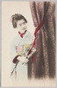 カーテンの陰の和装女性/Woman in Kimono Behind a Curtain image