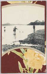 渋谷、玉川間六里 疾行僅二半時間 (花と漁師) / Travels the 6 ri Journey Between Shibuya and Tamagawa in Two and a Half Hours (Flowers and Fishermen) image