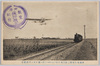 所沢飛行場附近低空飛行中ノニユポルト式ト進行中ノ川越鉄道/Nieuport Type Aircraft Flying Low near Tokorozawa Airfield and a Kawagoe Railway Train Running  image