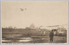 モ式十五号名古屋着陸坂元中尉座乗十六号機金城頭二雄姿ヲ現ス/Landing of Maurice Farman Type No. 15 in Nagoya, Maurice Farman Type No. 16 with First Lieutenant Sakamoto on Board Making an Impressive Appearance over the Castle image