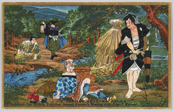 斧定九郎与一兵衛を殺す萱野三平神崎与五郎に遇ふ / Ono Sadakurō Killing Yoichibei, Kayano Sampei Meeting Kanzaki Yogorō image