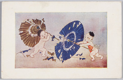 子供のいたずら (2)傘でチャンバラ / Children's Mischief (2), Sword Fighting with Umbrellas image