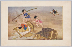 子供のいたずら (3)桶を壊す / Children's Mischief (3), Breaking the Tub image