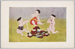 蕎麦を食べ散らかす子供たち / Children Eating Soba Messily image