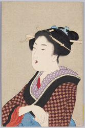 [懐紙を持つ和装女性] / [Woman in Kimono Holding a Piece of Kaishi Paper] image