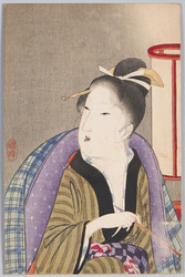 [煙管を持つ女性] / [Woman in Kimono Holding a Kiseru Pipe] image