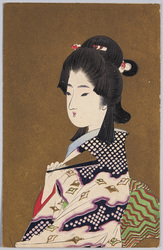 [扇を持つ和装女性] / [Woman in Kimono Holding a Fan] image