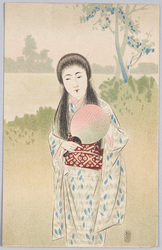 [団扇を持つ和装女性] / [Woman in Kimono Holding a Fan] image