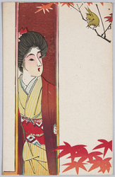 戸外を見る和装女性 / Woman in Kimono Looking Outside image