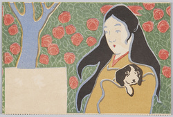 犬を抱く少女とバラの木 / A Girl Holding a Dog and a Rose Bush image