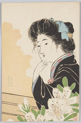 [頬杖をつく女性] (「女学世界」絵葉書) / [Woman Resting Her Head on Her Hands] (Jogaku Sekai Picture Postcard) image