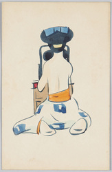 化粧をする女性の後ろ姿 / Back View of a Woman Applying Makeup image