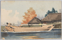 停泊する舟と民家 / Moored Boat and House image