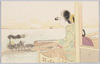 双眼鏡をのぞく女性 (すかし絵)/Woman Looking Through Binoculars (Transparent Painting) image
