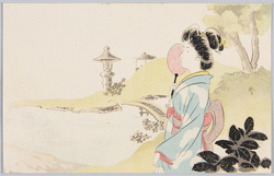 庭に立つ女性 (すかし絵) / Woman Standing in the Garden (Transparent Painting) image
