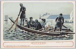 品川夜綱 透影はかき / Night Fishing at Shinagawa, Translucent Postcard image
