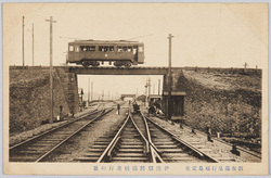 飯坂温泉行福島電車 伊達駅跨線橋進行の景 / Scene of a Fukushima Train for Iizaka Hot Springs Running on the Overbridge at Date Station image