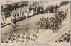 小倉師団上陸友軍歓迎ノ実況〇印名誉アル軍旗/Scene of the Kokura Division Landing and Being Welcomed by Allies, An Honorable War Flag With a Circle image