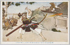 弁慶書写山に登り海円を講堂の屋上に投げ付く/Benkei Climbs Mt. Shosha, Where He Throws the Monk Kaien at the Roof of the Temple Hall image