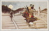 弁慶五條橋上にて源牛若丸に遭遇し君臣の義を結ぶ/Benkei Encounters Minamoto no Ushiwakamaru on the Gojō Bridge and Becomes His Royal Vassal image
