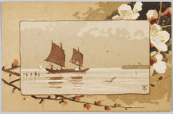 海上の帆船と梅 / Sailboats on the Sea and Plum Blossoms image