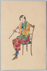 中国貼り絵 笛を吹く女/Chinese Collage: Woman Playing a Pipe image