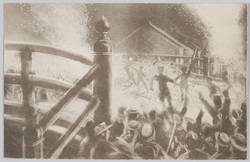 京橋分署焼打と挌闘 / Setting Fire to the Kyōbashi Substation and Fighting image