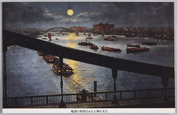 月光に映える永代清洲の諸橋 / Eitaibashi and Kiyosubashi Bridges Shining in the Moonlight image