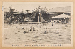 千葉県青堀沃渡ブローム温泉静養園瀧及ビ水浴場 / Aohori Iodine-Bromine Hot Springs, Chibaken: Waterfall and Bathing Area in the Seiyoen Hotel image