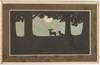 月夜の対の白鹿のシルエット/Silhouette of a Pair of White Deer on a Moonlit Night image