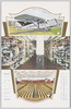 東京朝日新聞社　プス・モス軽飛行機　輪転機・印刷機　大講堂/Tokyo Asahi Shimbun Company Picture Postcards, de Havilland Puss Moth Plane, Rotary Press, Printing Machine, Auditorium image