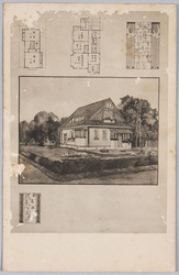 平和記念東京博覧会出品住宅配景図 / Illustration of a House and Its Floor Plan at the Peace Commemoration Tokyo Exposition image