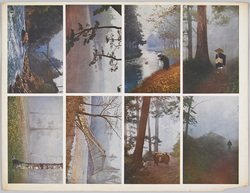 裁断前絵ハガキ 朝もやの風景 / Uncut Picture Postcard of "Country Morning Scenes" image