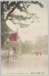 芝公園増上寺前手彩色絵葉書 / Zōjōji Temple at Shiba Park, Tokyo (Hand-Painted Picture Postcard) image