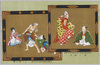 奉額　猩々舞図　一ッ家の図/Hōgaku (Wooden Votive Tablet for Writing Wishes), Illustration of 