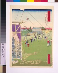 東京名所四十八景 筋違御門うち凧あそひ / Forty-Eight Famous Views of Tokyo: Flying Kites Inside the Sujikai Gateway image
