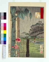 武蔵百景之内 赤坂桐畑山王うら山 / One Hundred Views of Musashi : A Mountain behind Sanno Shrine and Paulownia Tree Fields, Akasaka image