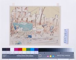 大正震火災木版画集 運送馬車 / Collection of Woodblock Prints about the Great Earthquake of Taisho Era : Wagon image