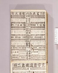 見立番付 浪花市中どえらい家名大寄 / Mitate Banzuke (Parody Ranking List), Naniwa Shichū Doerai Kamei Ōyose image