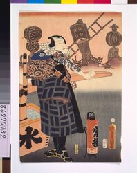 市村家橘 / Kabuki Actors as Firemen Standard Bearers: ICHIMURA Kakitsu image